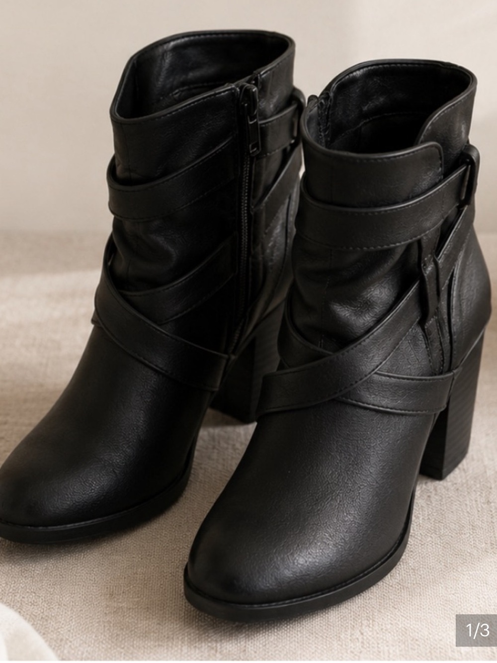 DSW Black Strappy Block Heel Ankle Boots